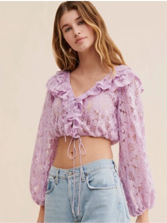 For Love And Lemons Tops - For Love and Lemons Cropped Tatiana Blouse